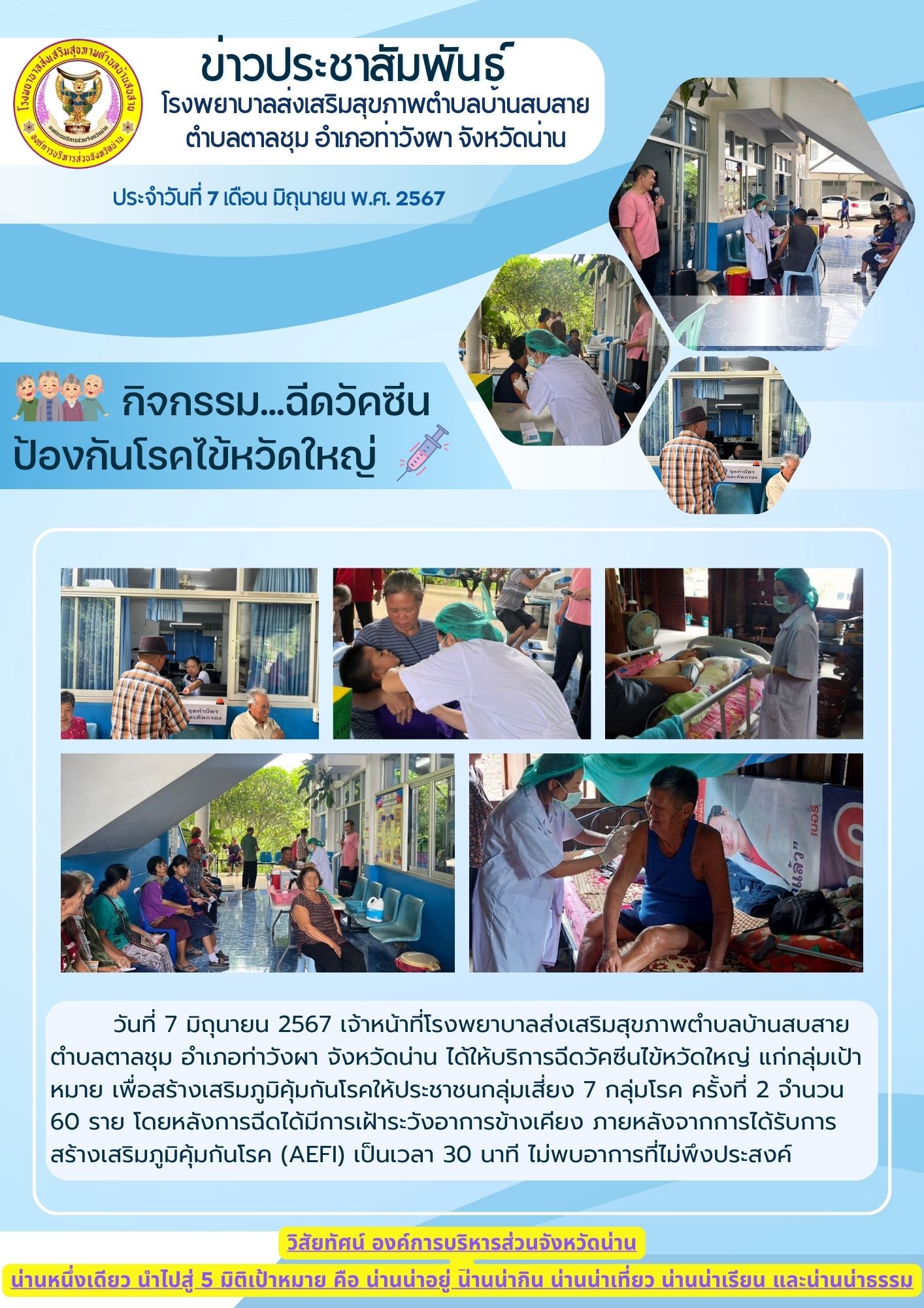 ข่าวสาร รพสต. ประจำวันที่ 7 มิถุนายน 2567